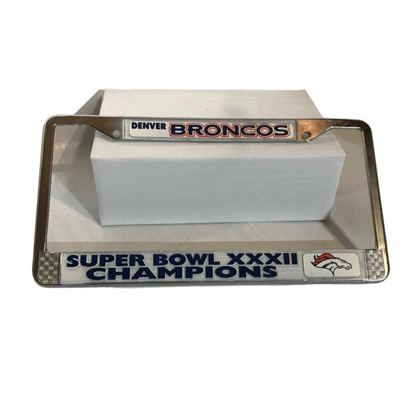 Vintage Denver Broncos Super Bowl XXXII Champions License Plate Frame Metal - Picture 1 of 7
